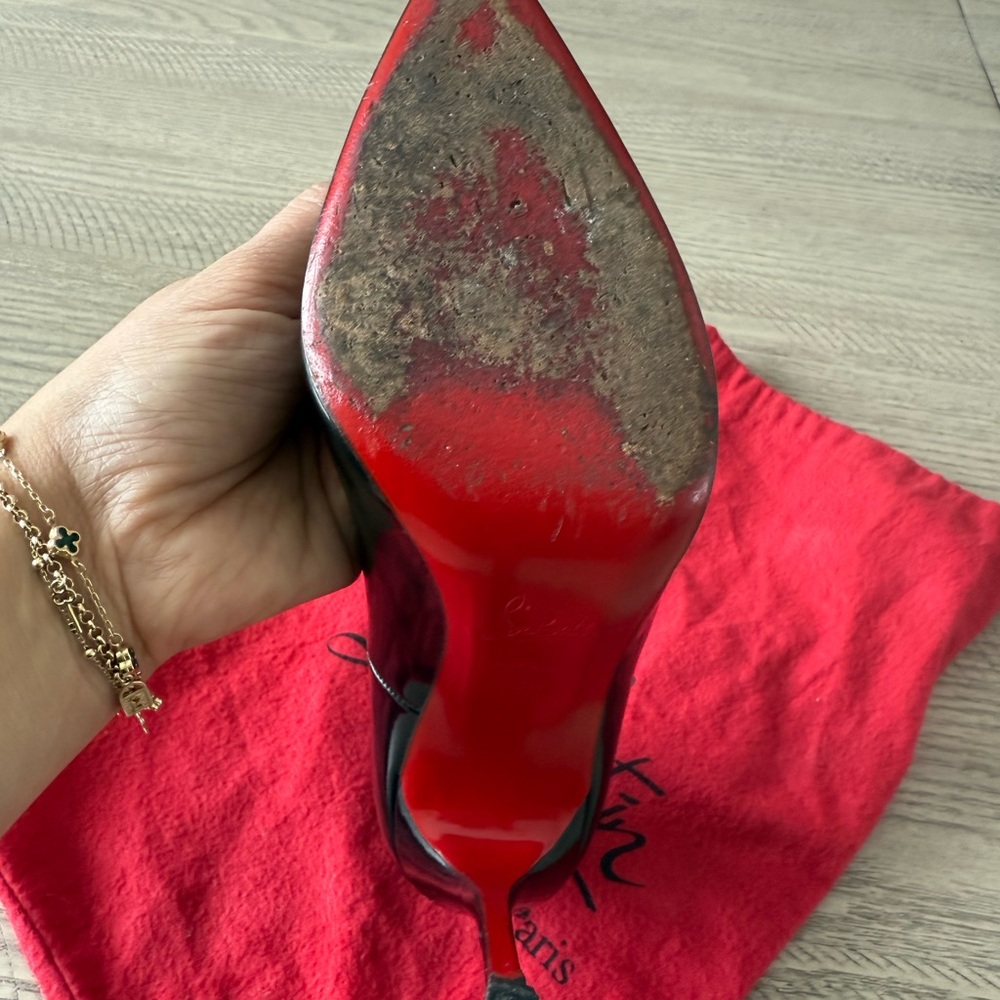 Christian Louboutin Glossy Black Heels with Red Soles - Picture 14 of 15